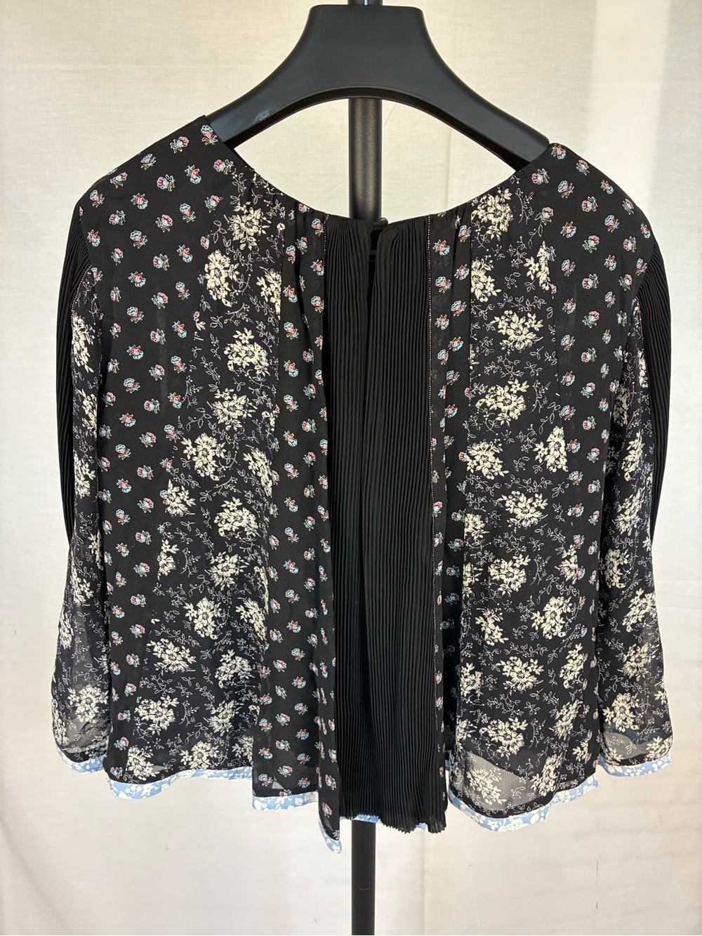 Club Monaco 100% Silk Accordion Pleat Mixed Print Tunic L - Picture 5 of 11